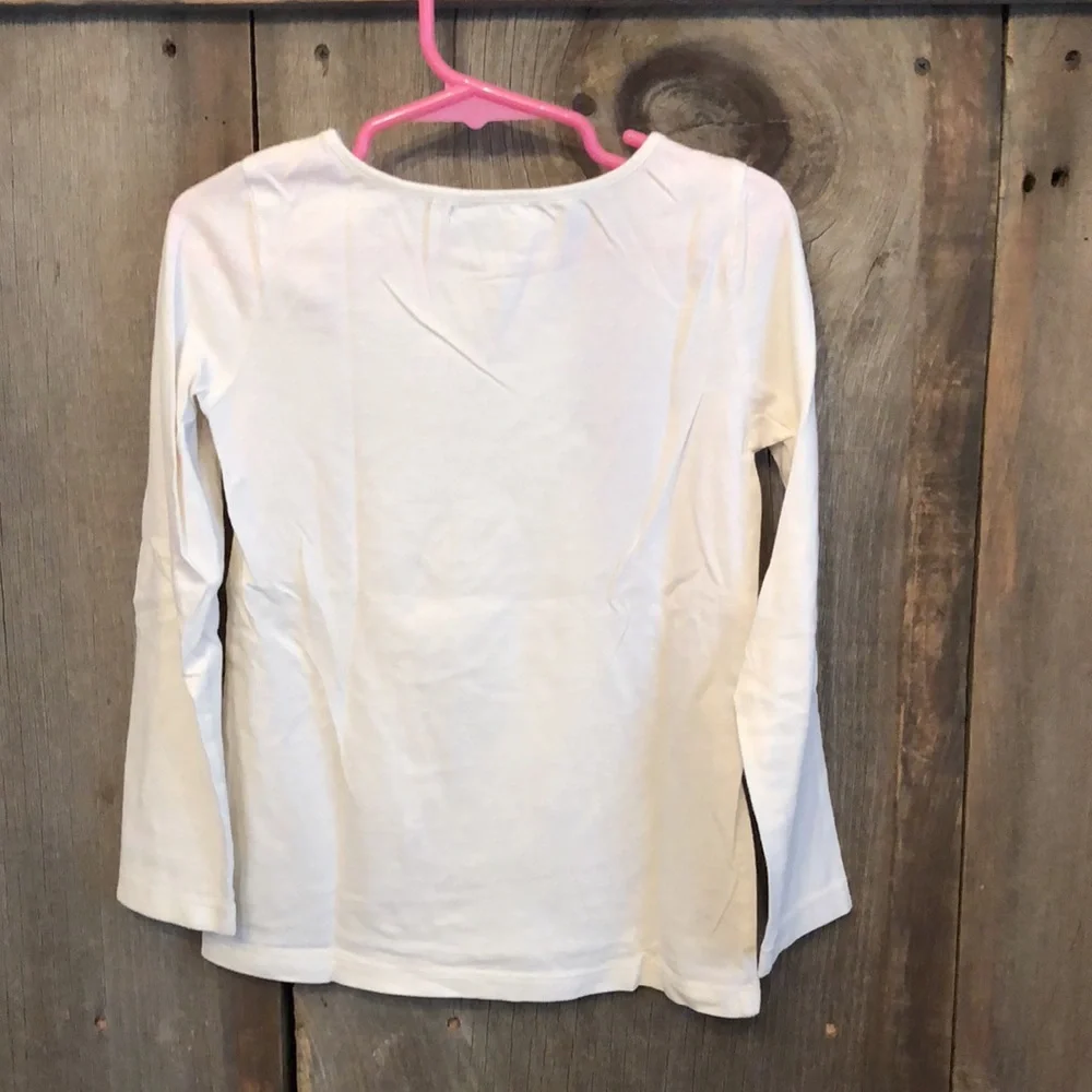 2011 GapKids Cream Cat Graphic Long Sleeve Top Jewels Size XS 4 5 Girls